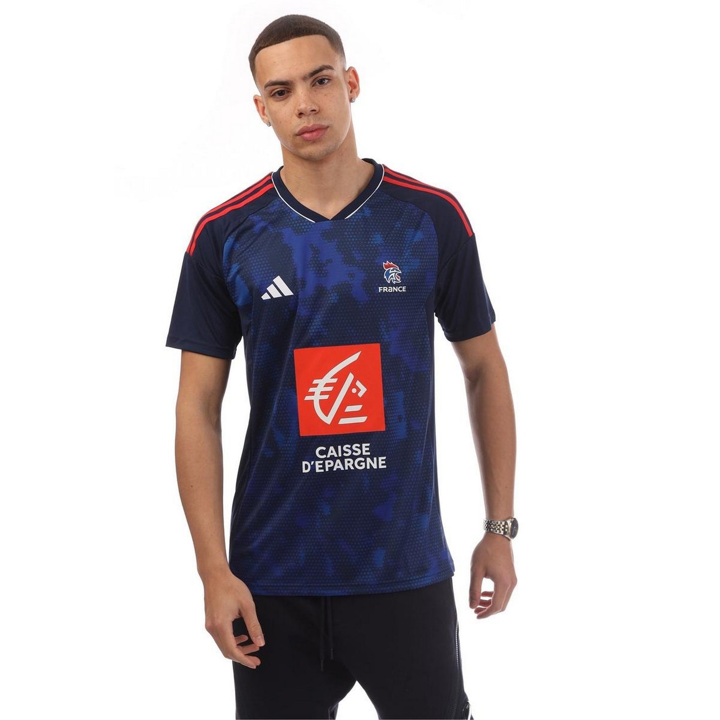 Team Navy Blue - Side - Adidas Mens France FFR Handball Shirt