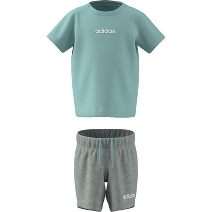 Mint-White - Front - Adidas Baby Essentials T-Shirt & Shorts Set