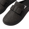 Black - Pack Shot - Fit Flop Womens-Ladies Chrissie II Haus E01 Bow Felt Slippers