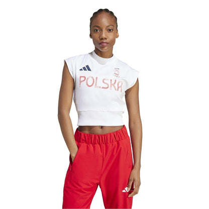 White - Side - Adidas Womens-Ladies Olympic Poland T-Shirt
