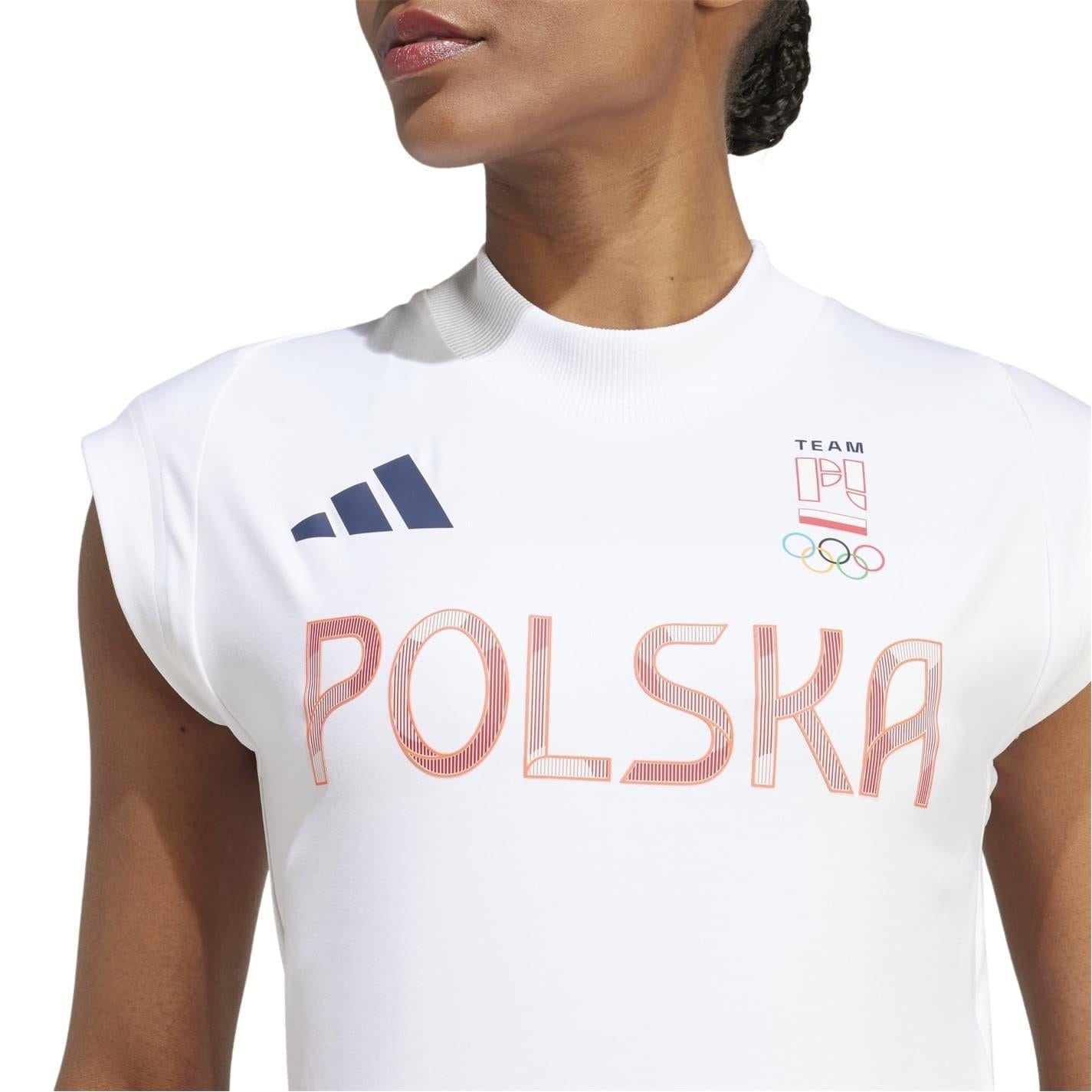 White - Lifestyle - Adidas Womens-Ladies Olympic Poland T-Shirt