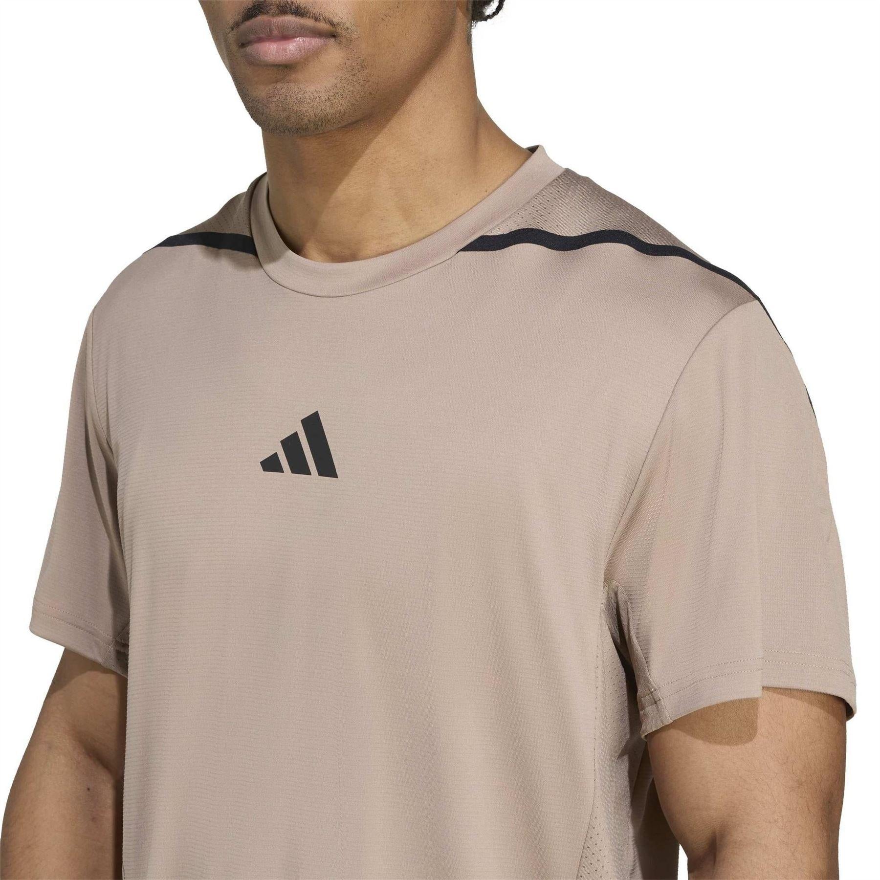 Brown - Lifestyle - Adidas Mens Designed For Training T-Shirt