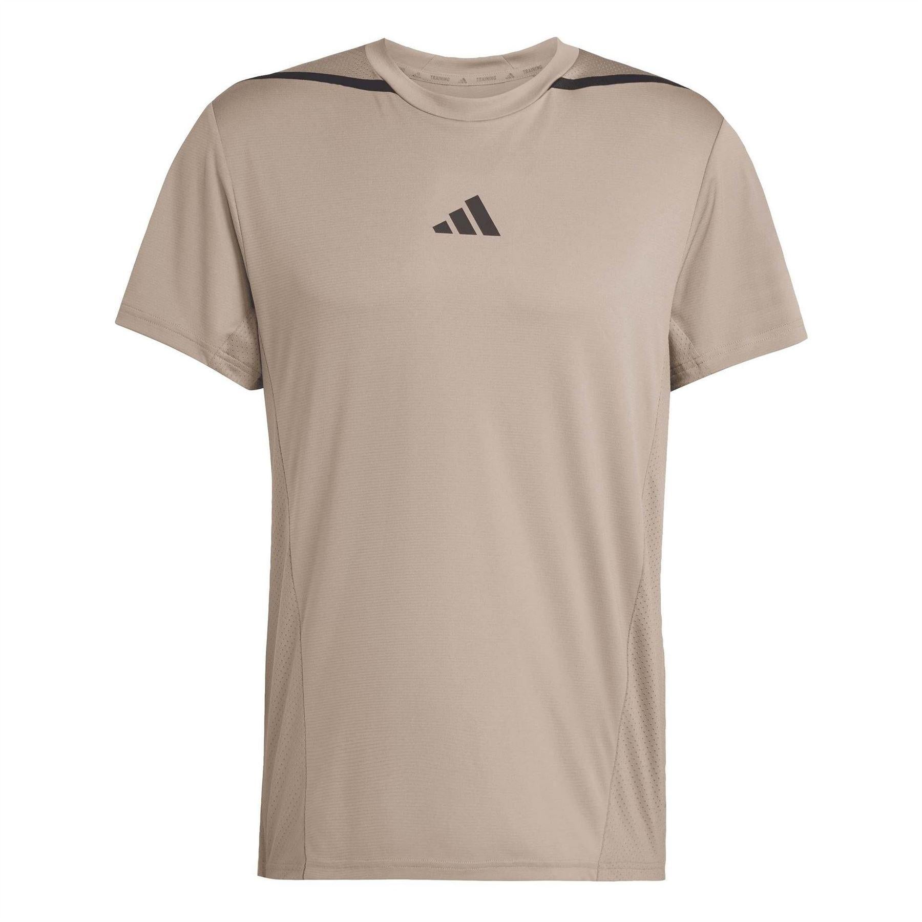 Brown - Front - Adidas Mens Designed For Training T-Shirt