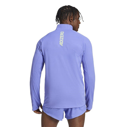 Blue - Back - Adidas Mens Adizero Quarter Zip Running T-Shirt