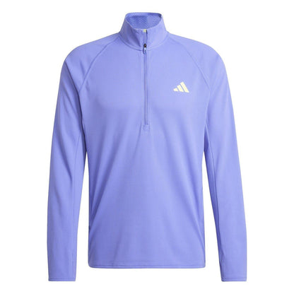 Blue - Front - Adidas Mens Adizero Quarter Zip Running T-Shirt