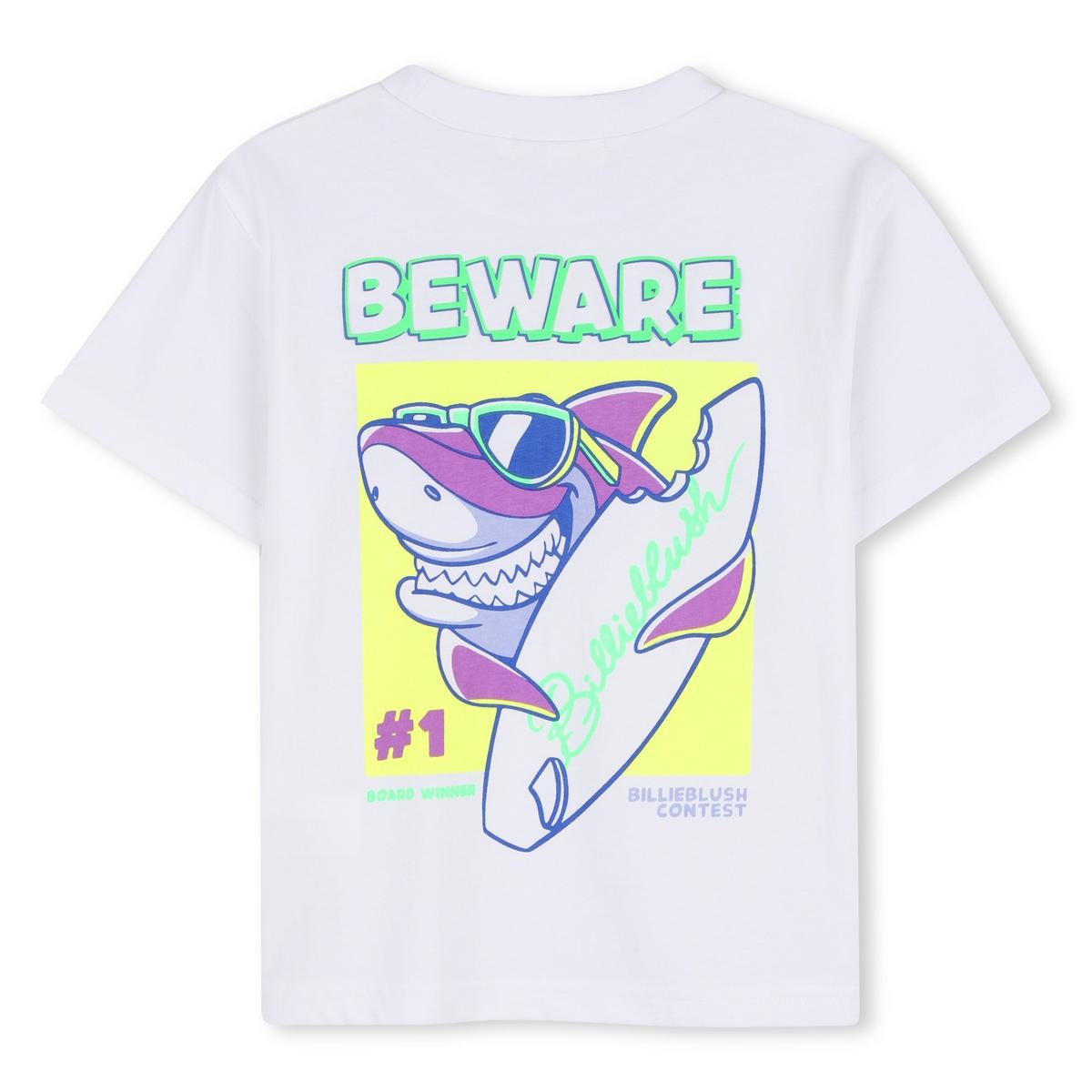 White - Back - Billieblush Childrens-Kids Shark T-Shirt