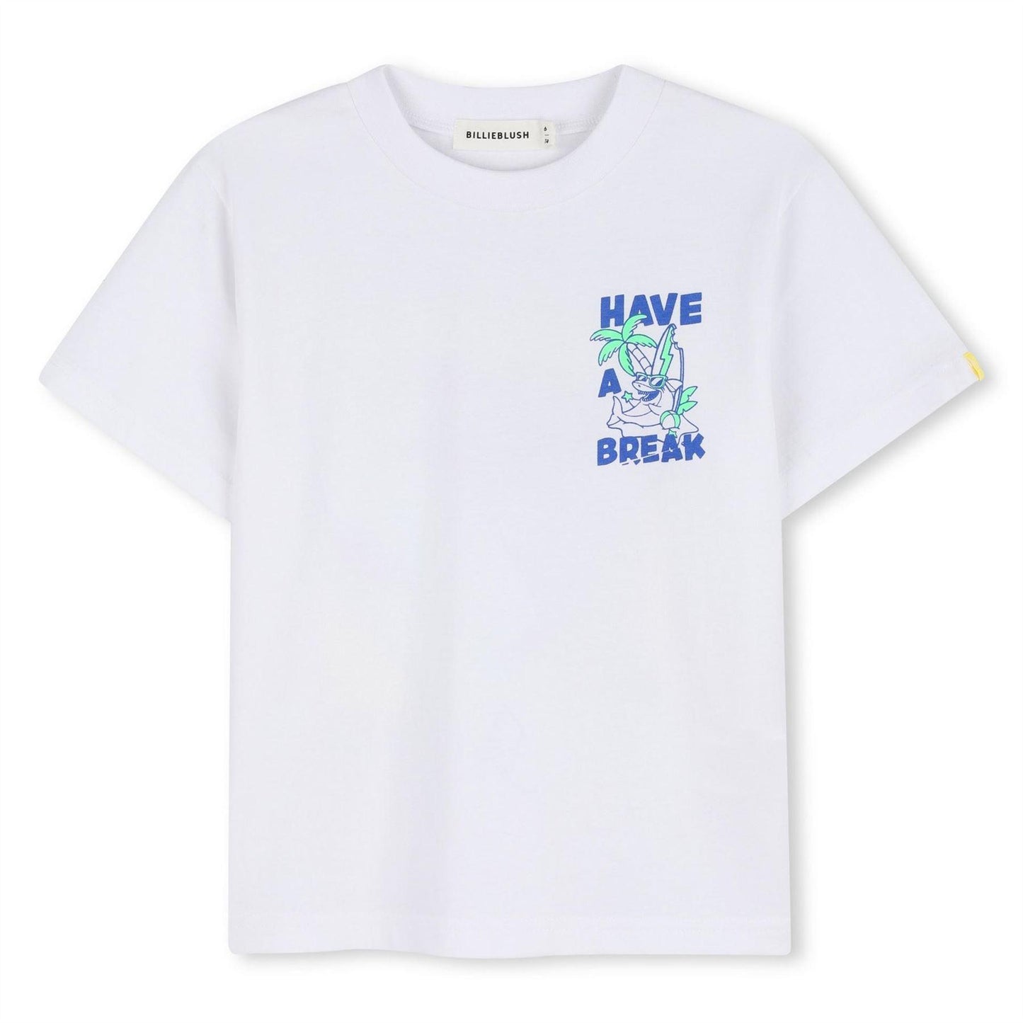 White - Front - Billieblush Childrens-Kids Shark T-Shirt