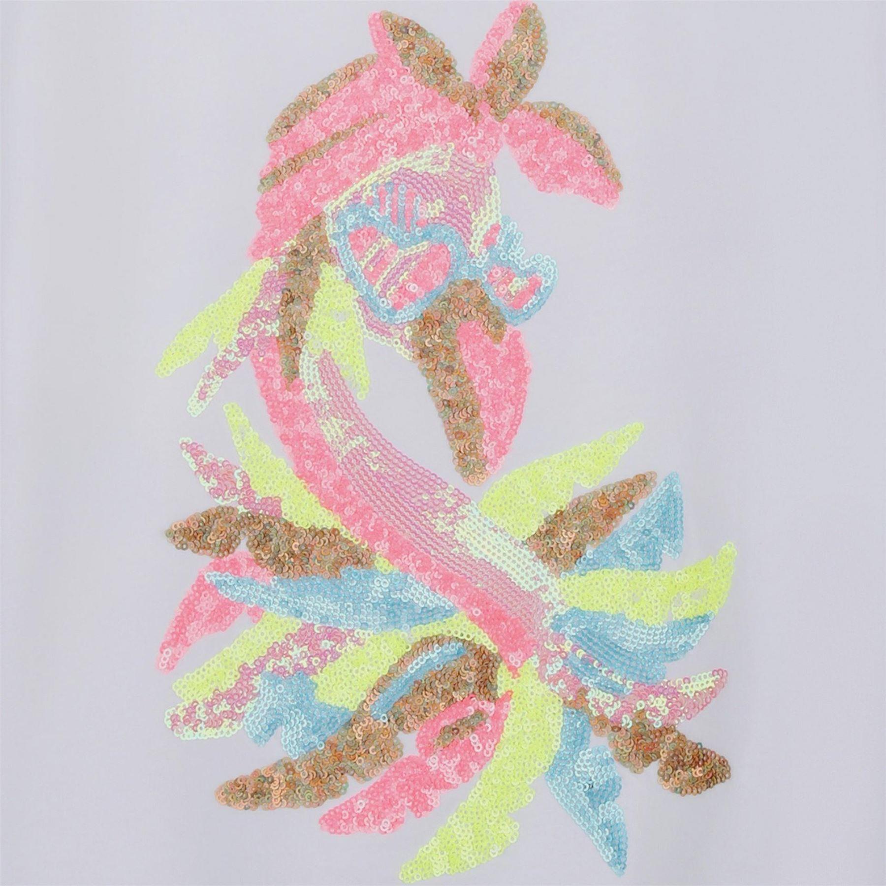 White - Side - Billieblush Girls Flamingo T-Shirt