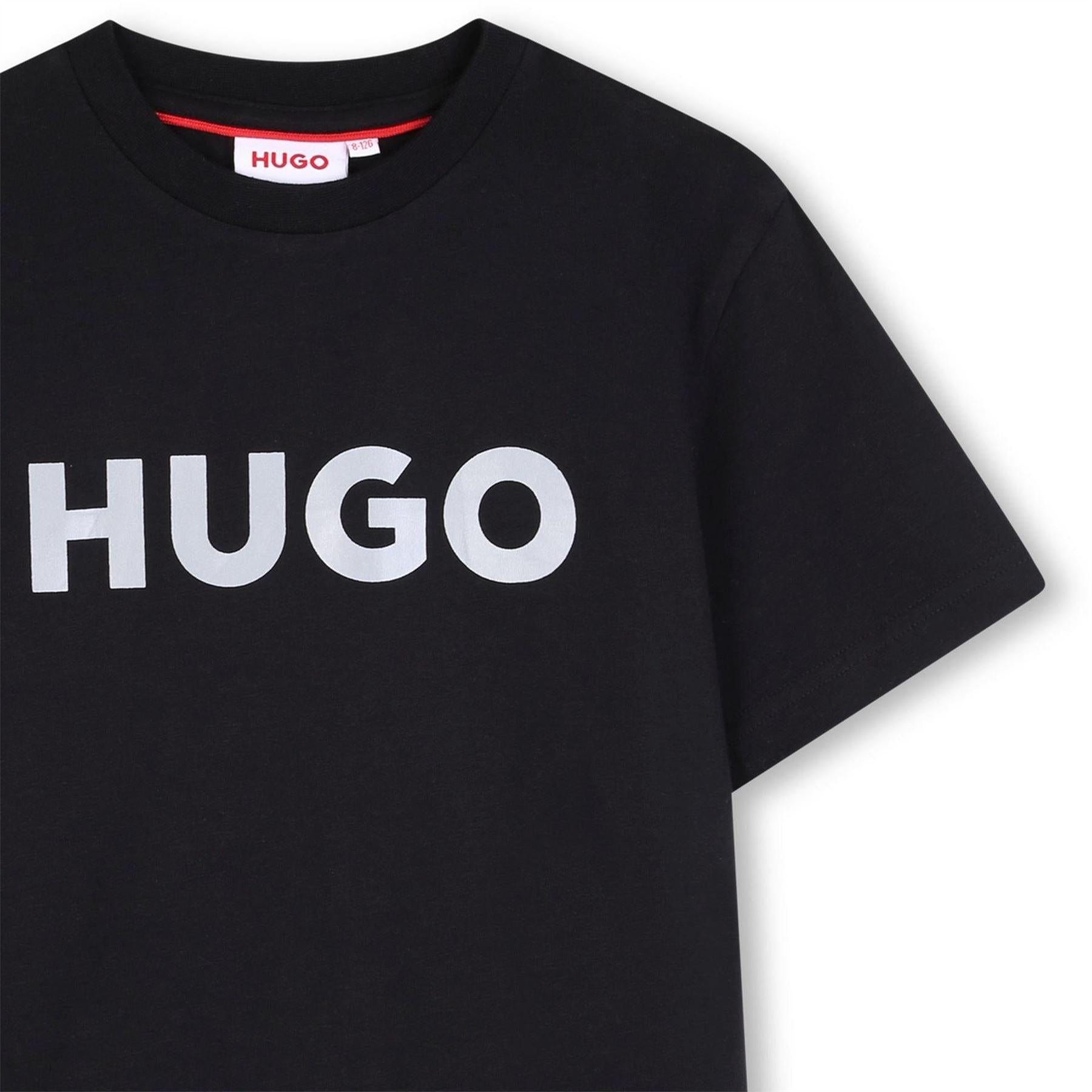 Black - Side - Hugo Childrens-Kids Logo T-Shirt
