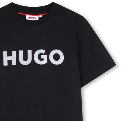 Black - Side - Hugo Childrens-Kids Logo T-Shirt