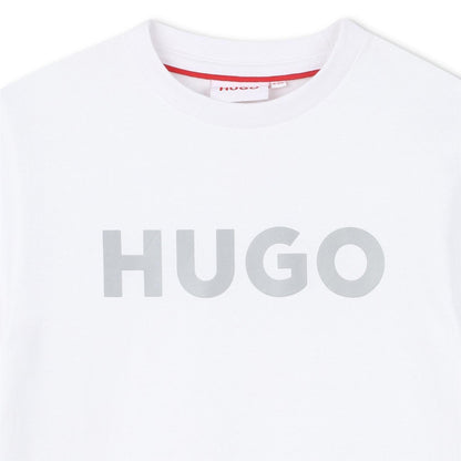 White - Side - Hugo Childrens-Kids Logo T-Shirt