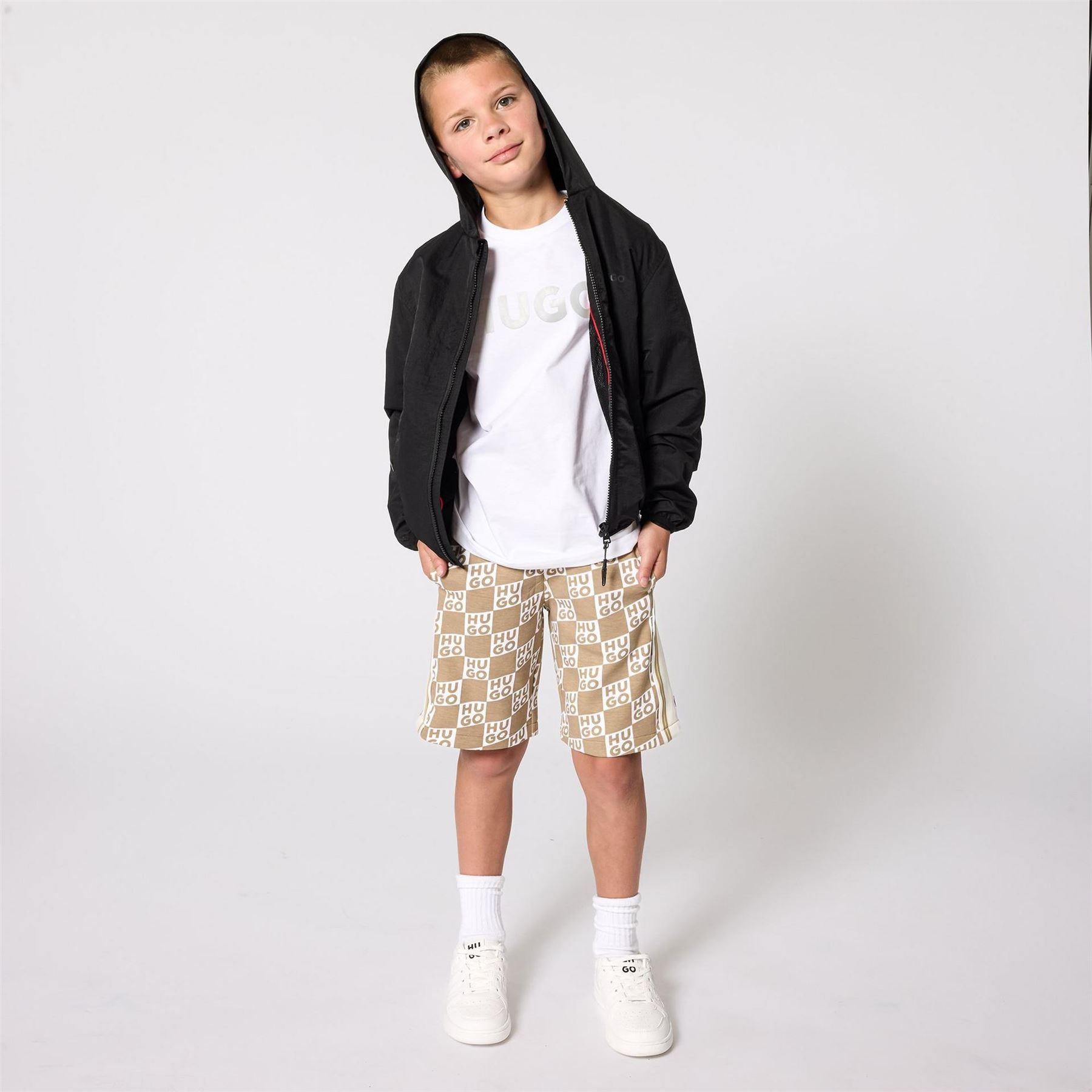 White - Lifestyle - Hugo Childrens-Kids Logo T-Shirt