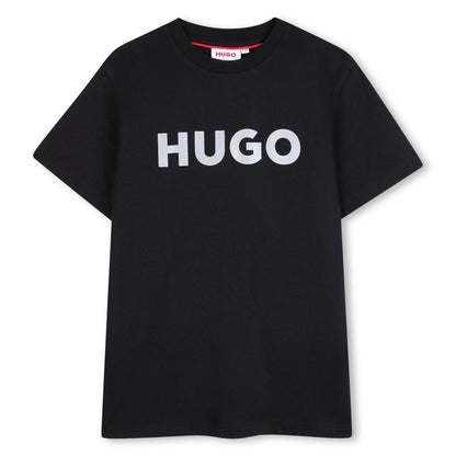 Black - Front - Hugo Childrens-Kids Logo T-Shirt