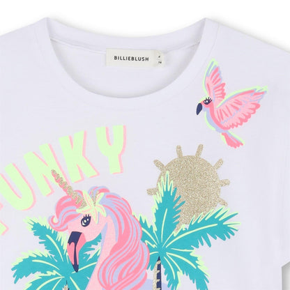 White - Side - Billieblush Girls Unicorn T-Shirt