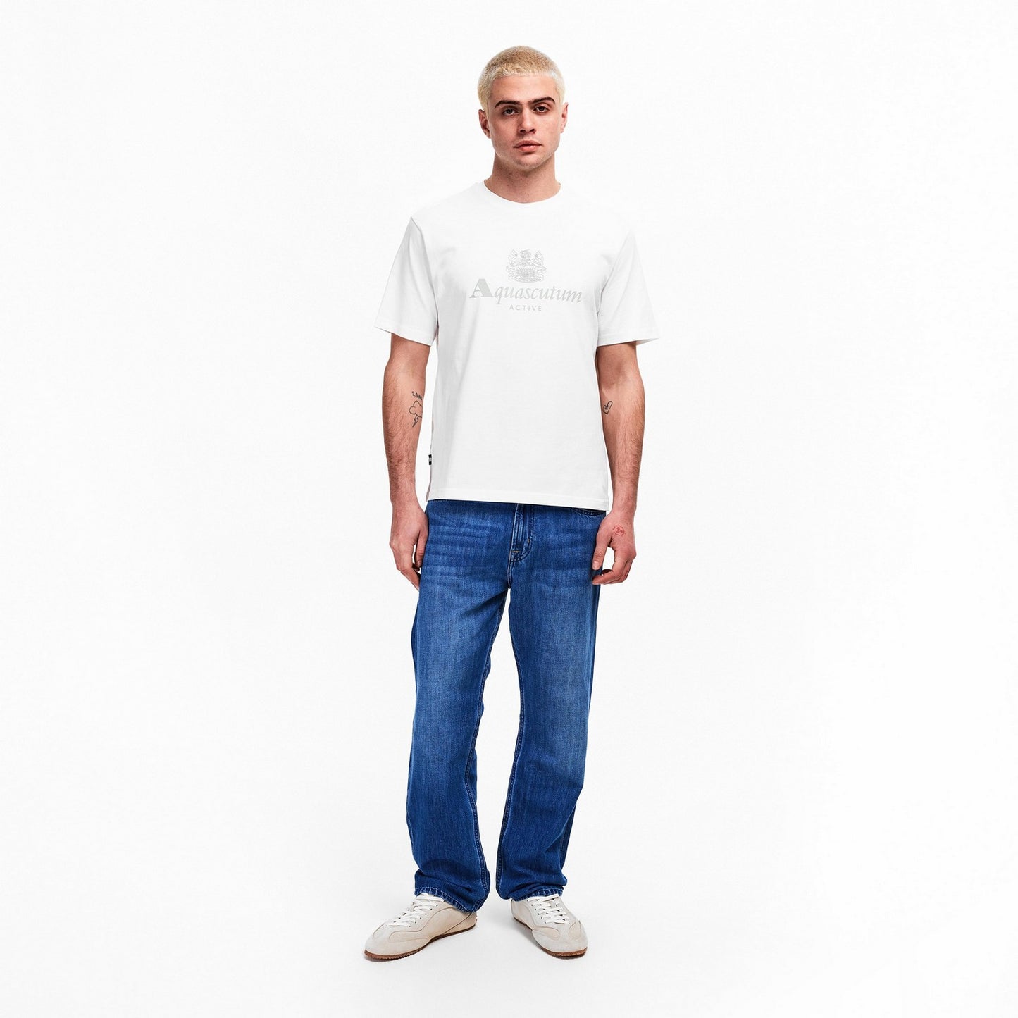 White - Lifestyle - Aquascutum Mens Logo T-Shirt