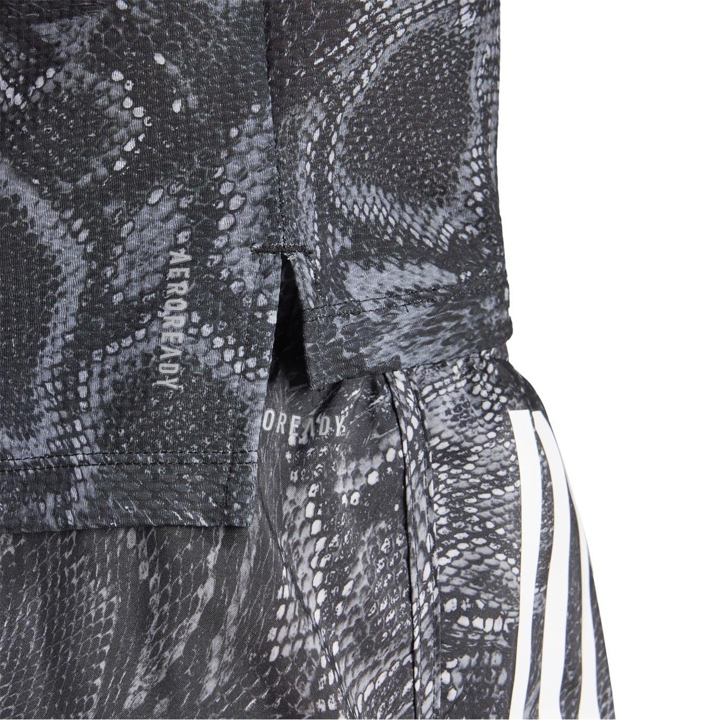 Black - Pack Shot - Adidas Womens-Ladies Snake Print Aeroready Running T-Shirt