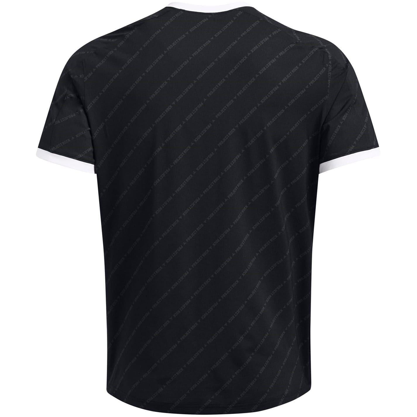 Black - Back - Under Armour Mens Project Rock Rugby T-Shirt