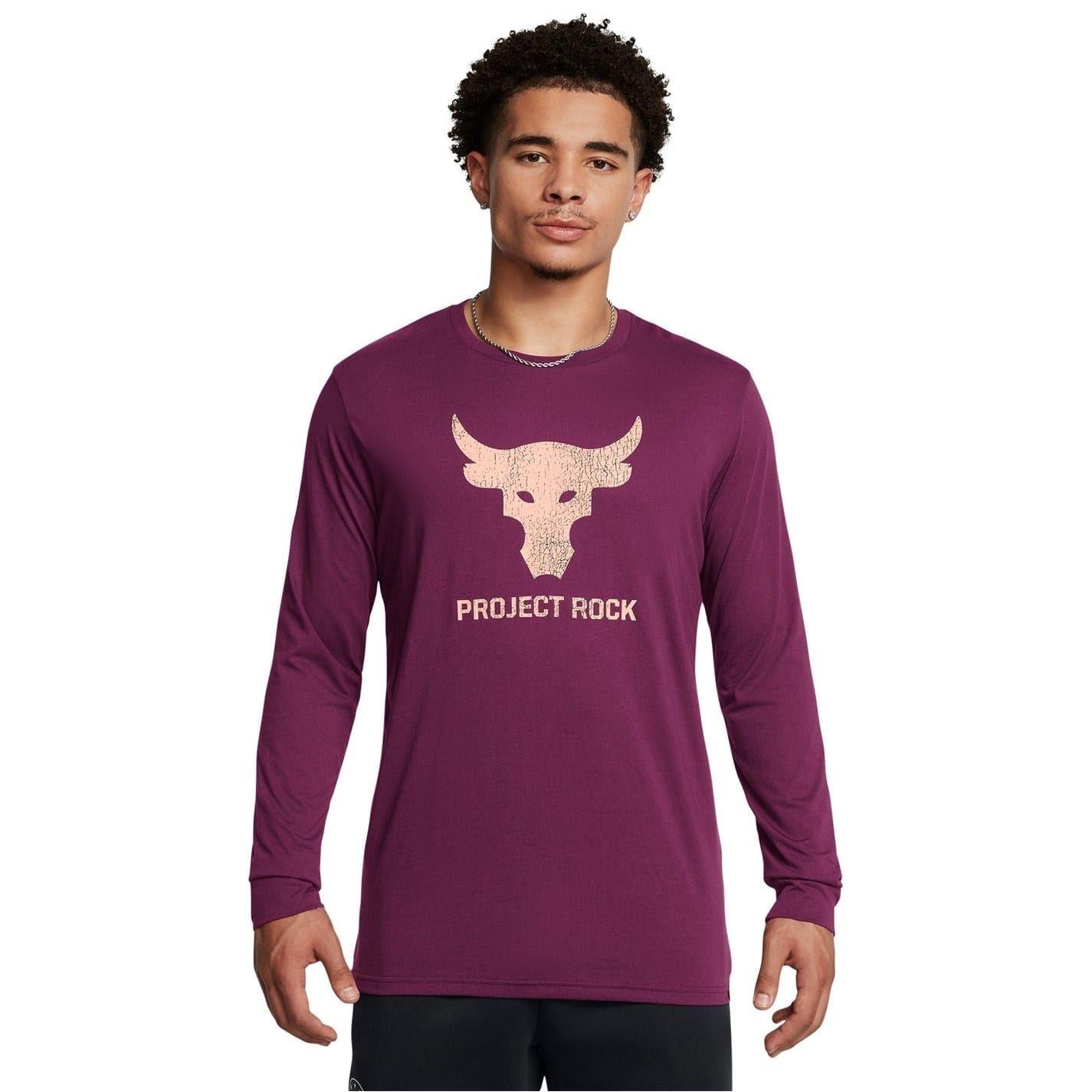 Purple - Side - Under Armour Mens Project Rock Brahma Bull Long-Sleeved T-Shirt