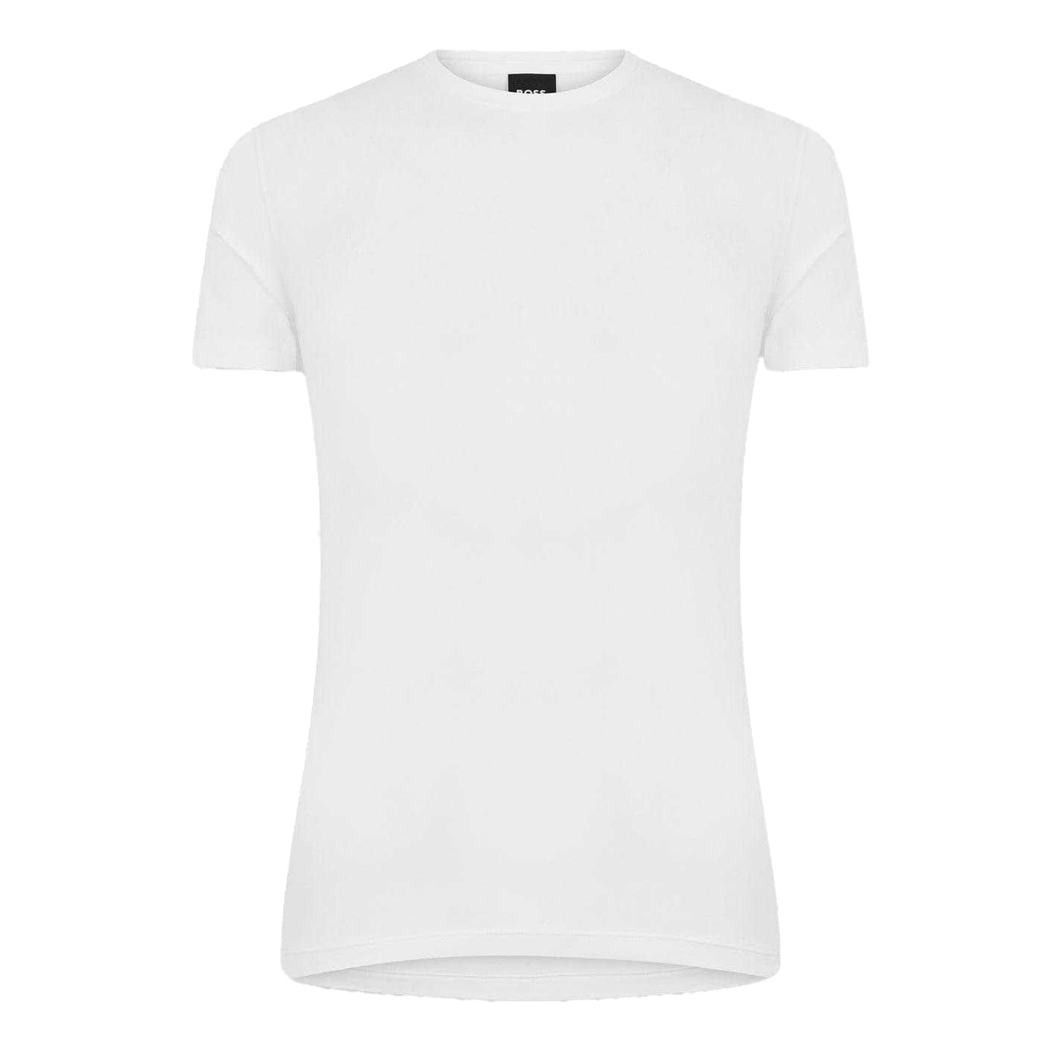 White - Front - Boss Mens Sleeve Print Jersey Crew Neck T-Shirt