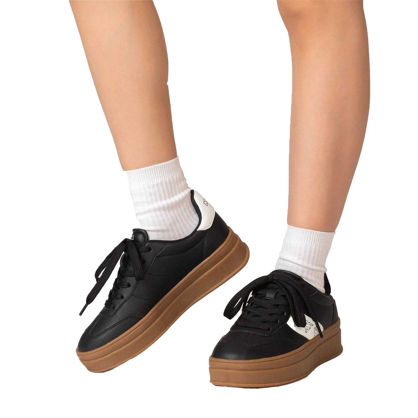 Black - Lifestyle - Kappa Womens-Ladies Scafa Platform Trainers