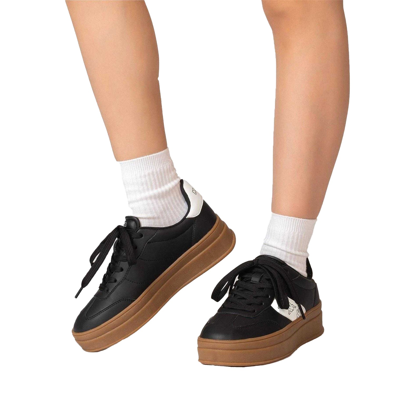 Black - Lifestyle - Kappa Womens-Ladies Scafa Platform Trainers