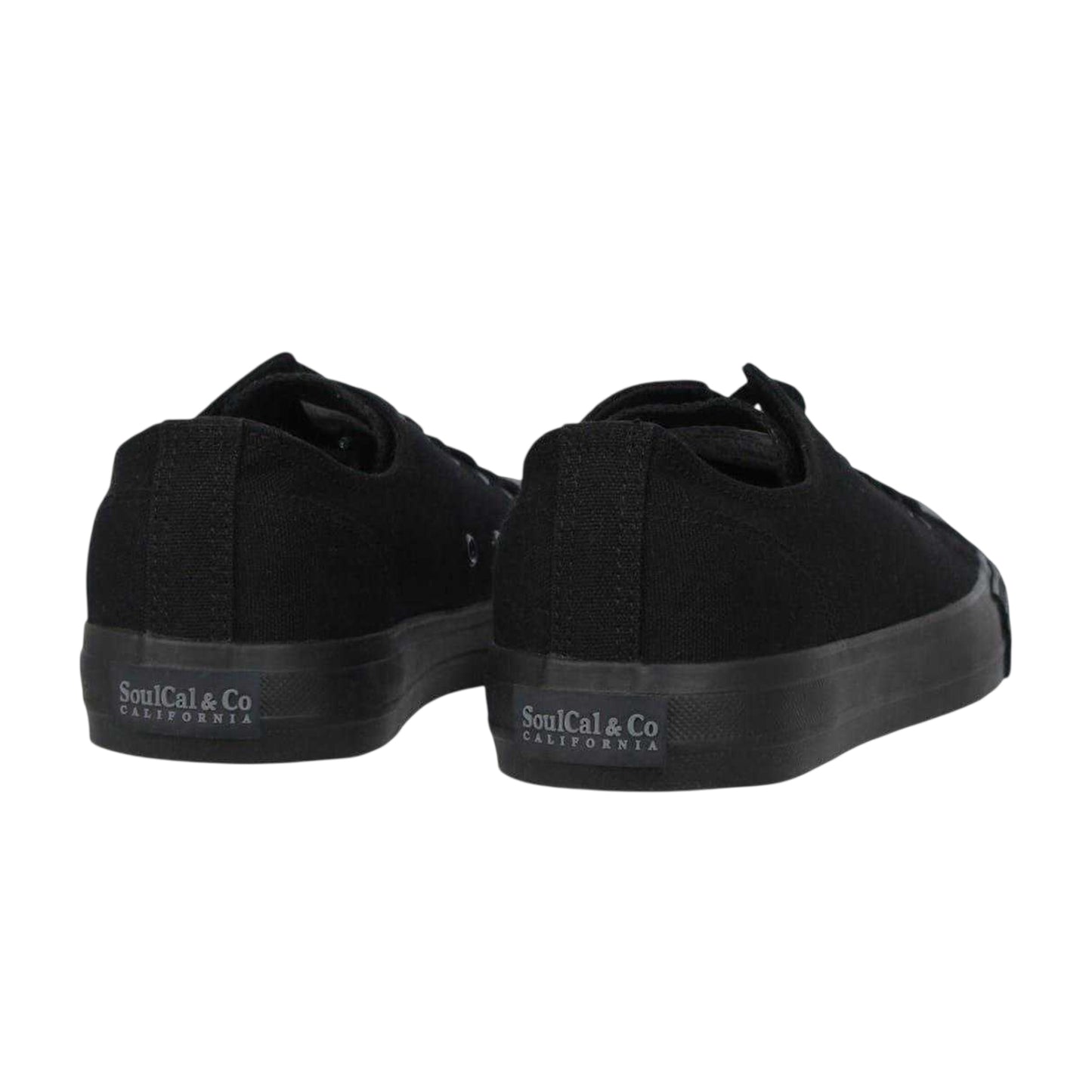 Black - Back - SoulCal Mens Canvas Flat Trainers
