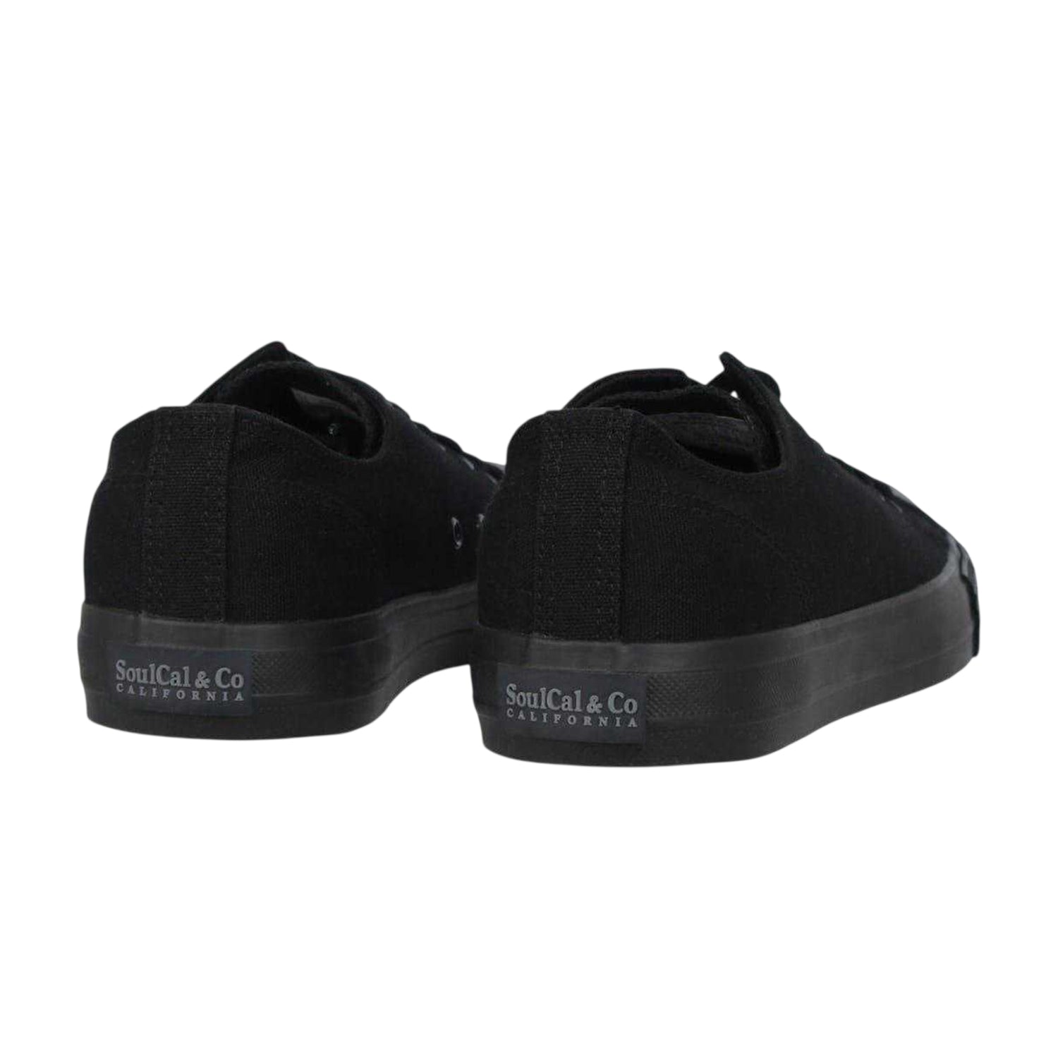 Black - Back - SoulCal Mens Canvas Flat Trainers