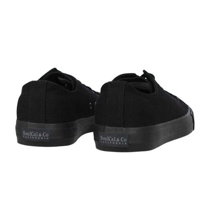 Black - Back - SoulCal Mens Canvas Flat Trainers