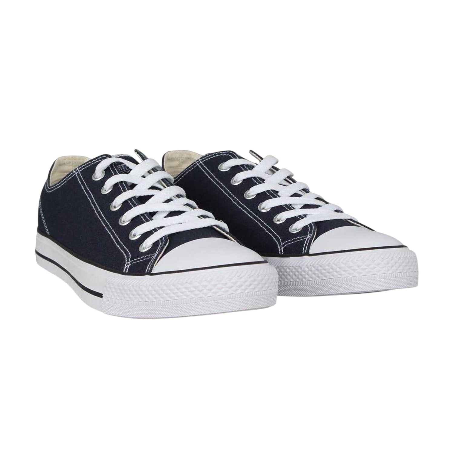 Navy - Side - SoulCal Mens Canvas Flat Trainers