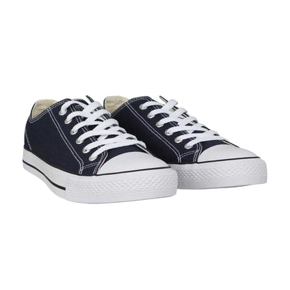 Navy - Side - SoulCal Mens Canvas Flat Trainers