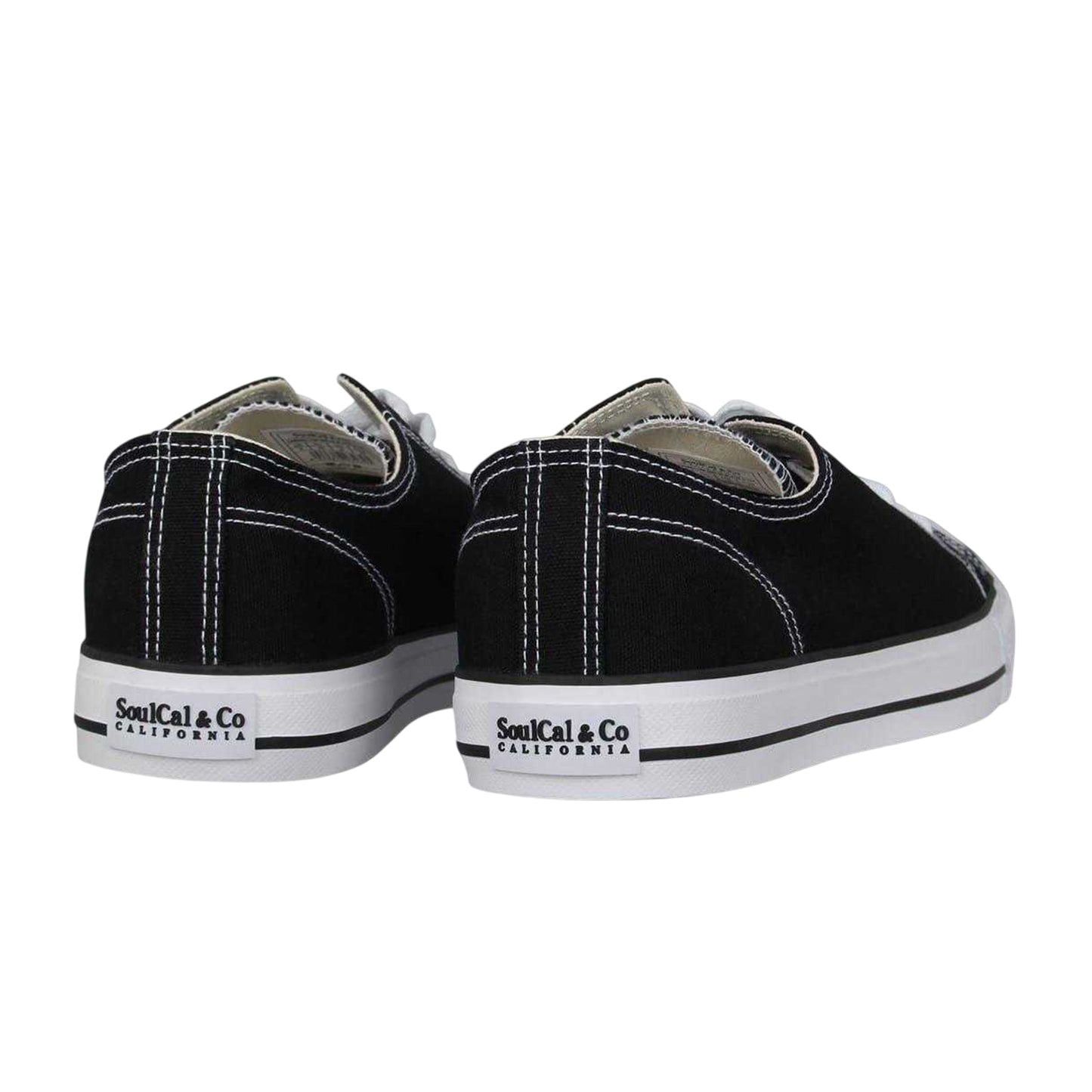 Black-White - Back - SoulCal Mens Canvas Flat Trainers