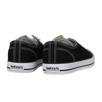 Black-White - Back - SoulCal Mens Canvas Flat Trainers