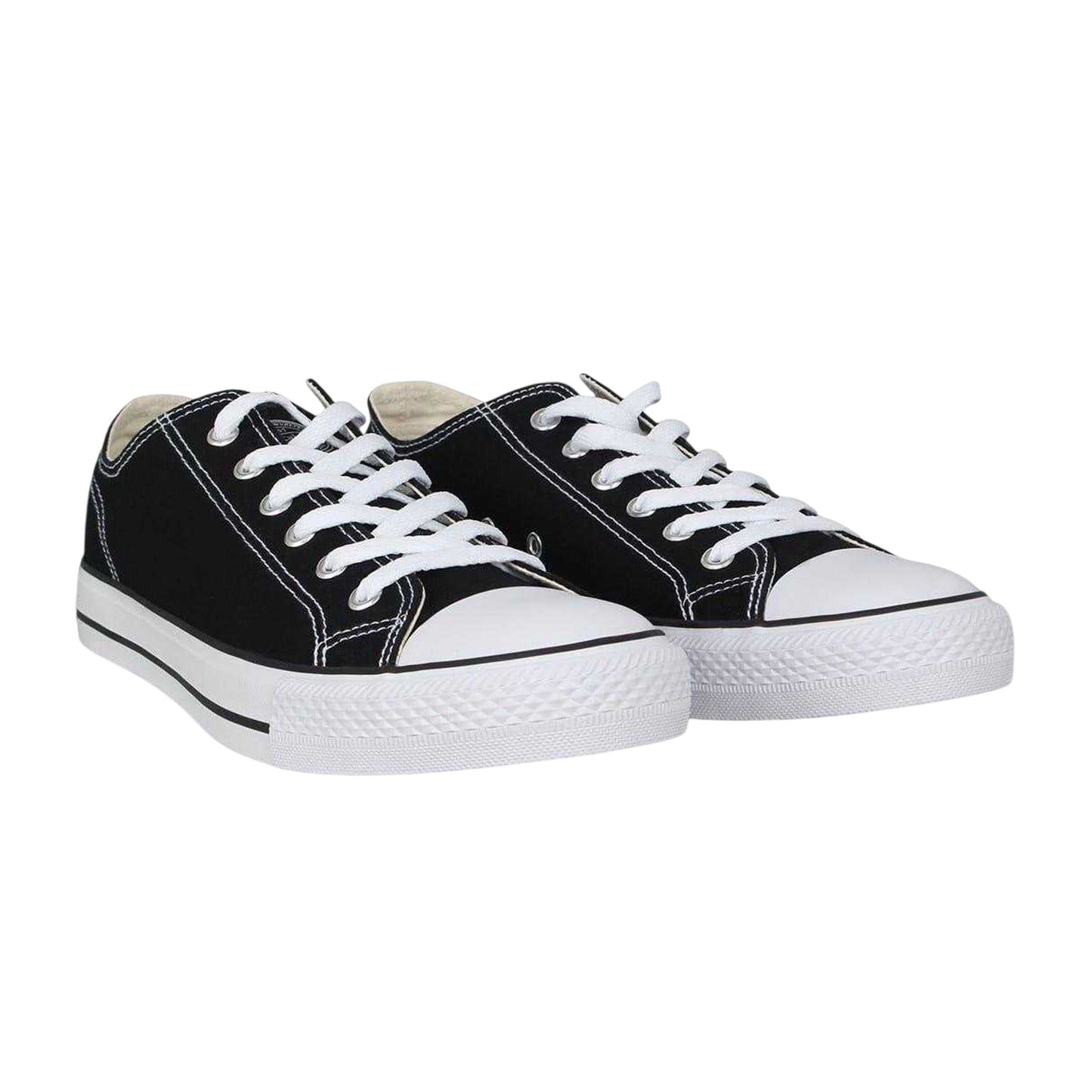 Black-White - Side - SoulCal Mens Canvas Flat Trainers