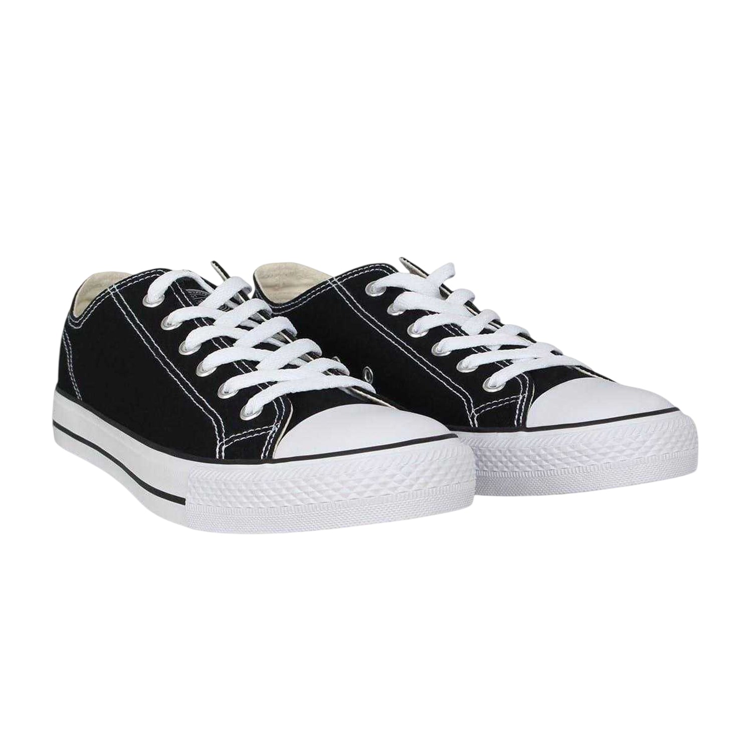 Black-White - Side - SoulCal Mens Canvas Flat Trainers