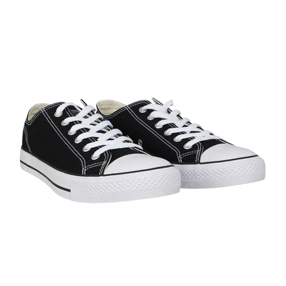 Black-White - Side - SoulCal Mens Canvas Flat Trainers