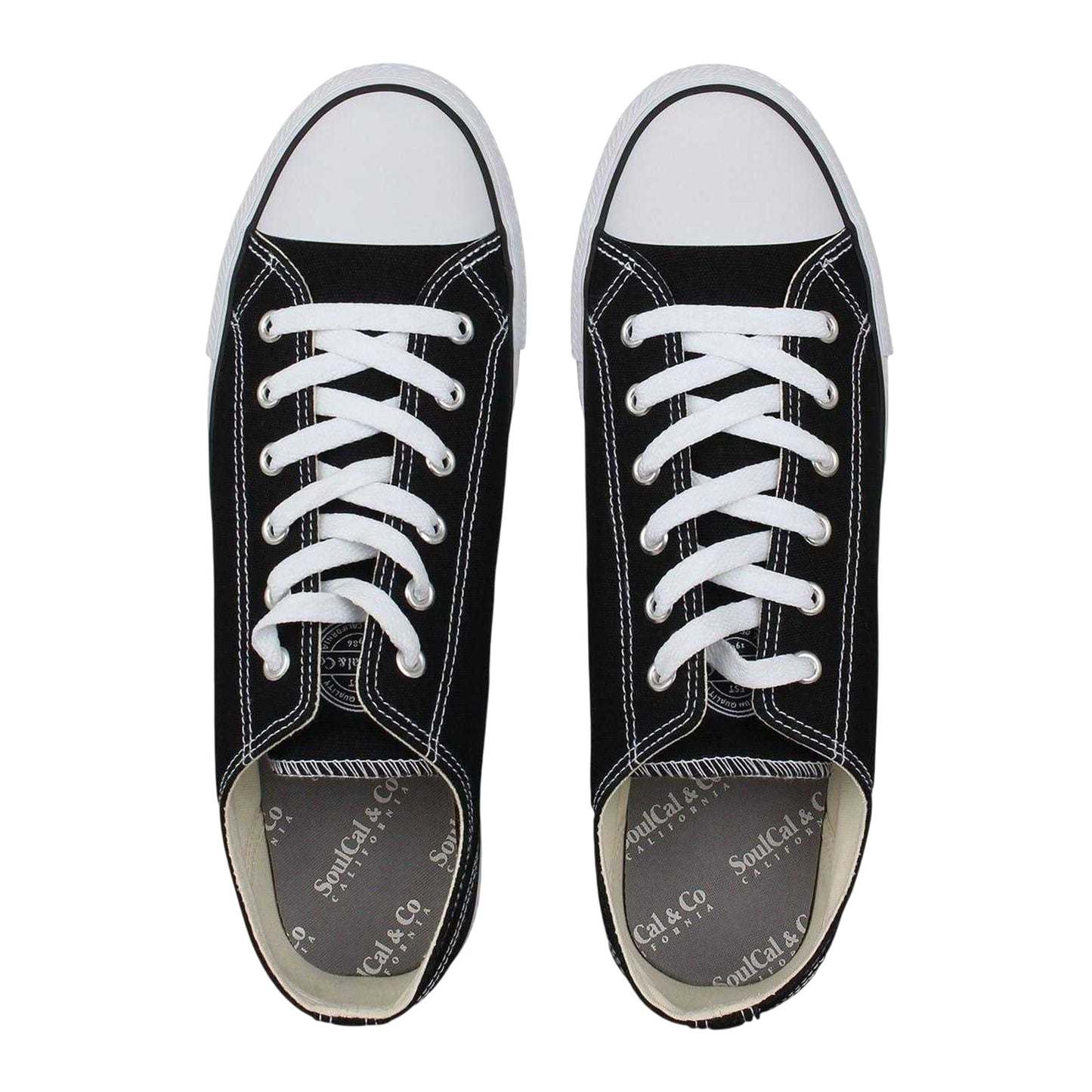 Black-White - Lifestyle - SoulCal Mens Canvas Flat Trainers