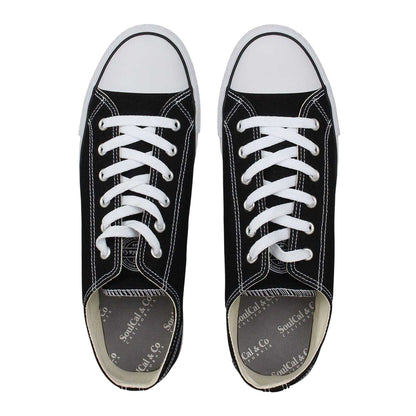 Black-White - Lifestyle - SoulCal Mens Canvas Flat Trainers