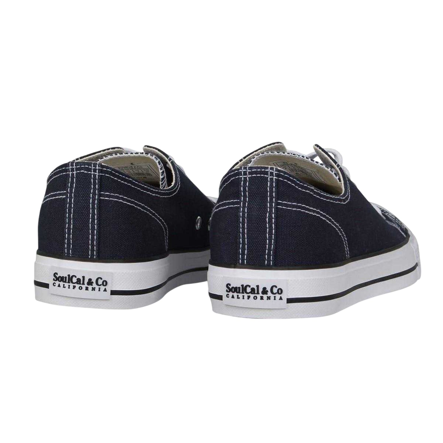 Navy - Back - SoulCal Mens Canvas Flat Trainers