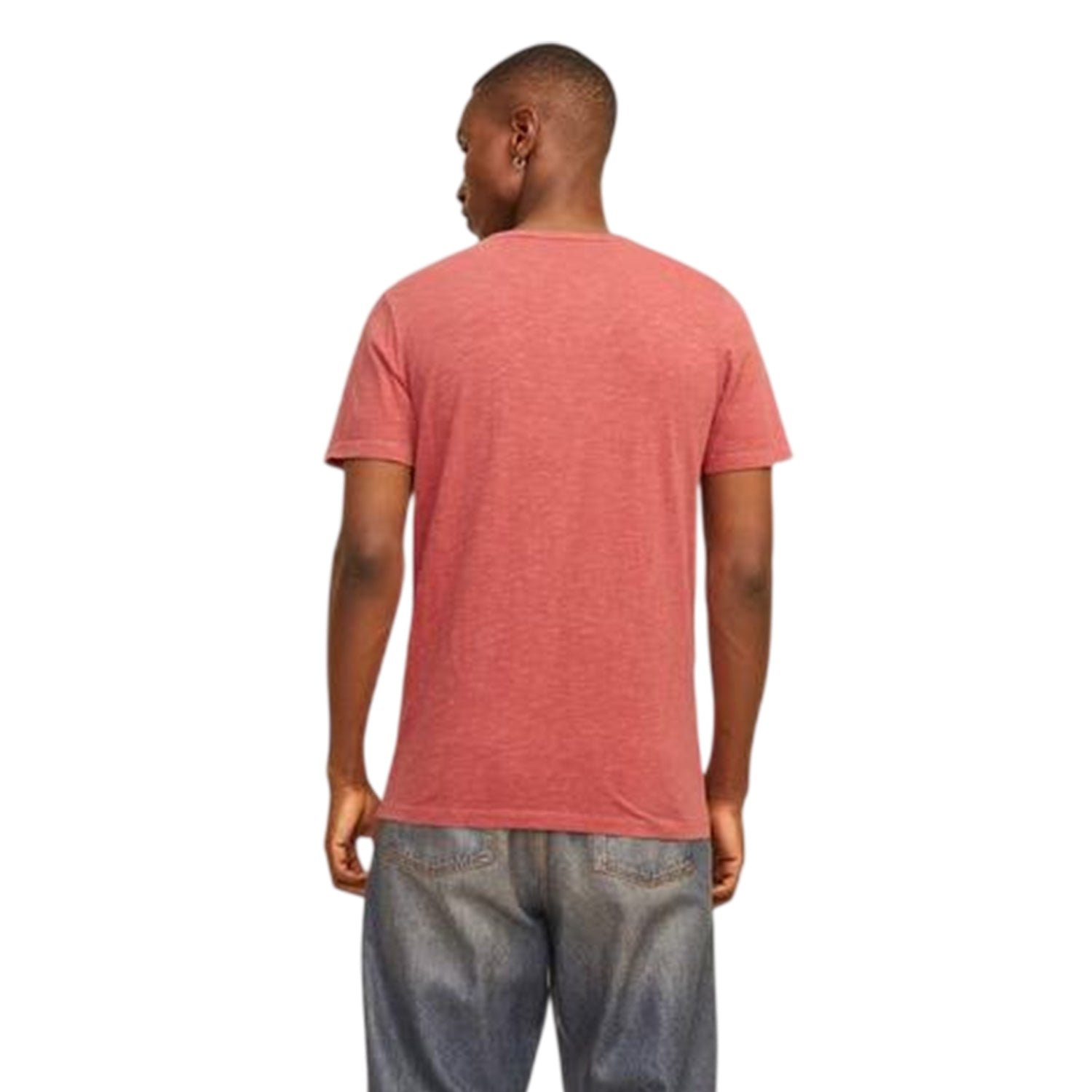 Red Ochre - Back - Jack And Jones Mens Notch Neck Regular T-Shirt
