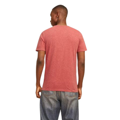 Red Ochre - Back - Jack And Jones Mens Notch Neck Regular T-Shirt
