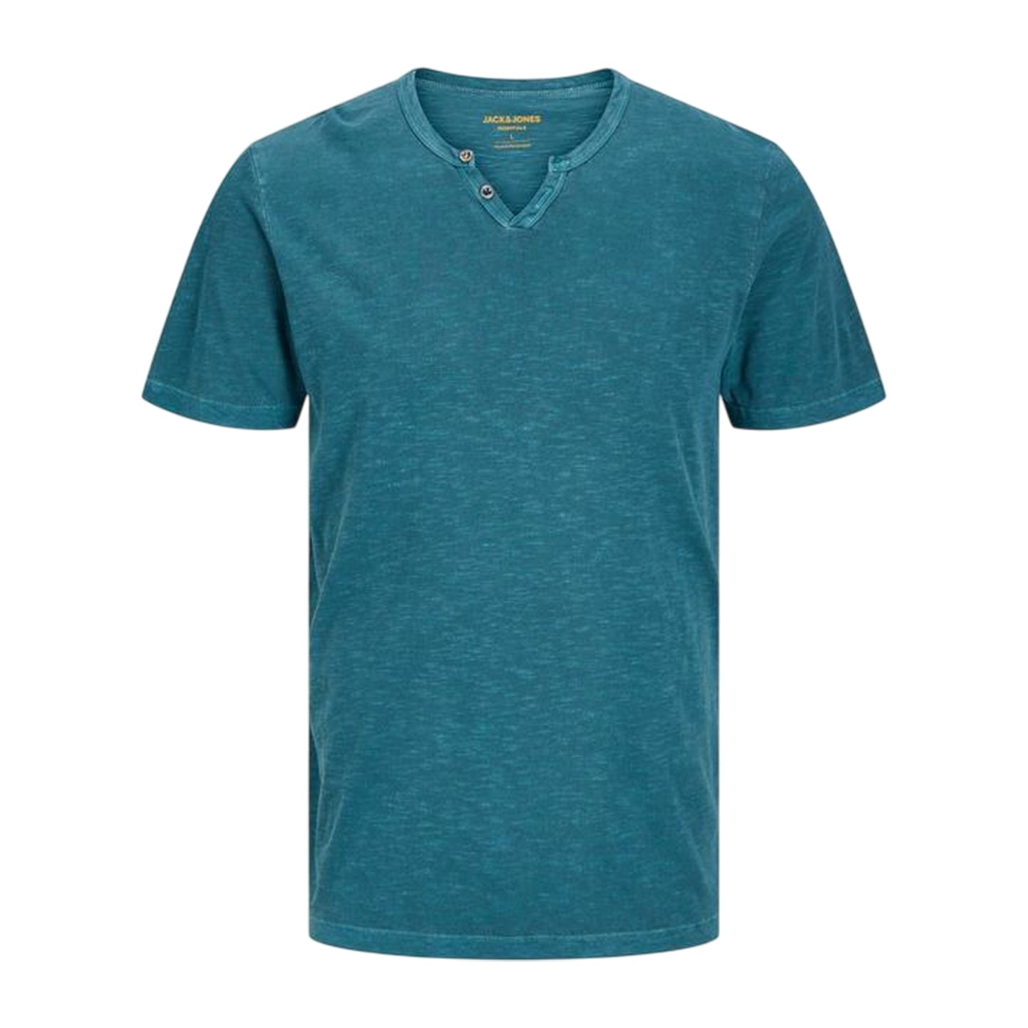 Deep Teal - Front - Jack And Jones Mens Notch Neck Regular T-Shirt