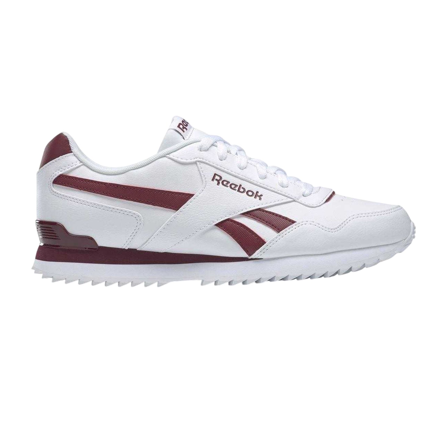 White-Burgundy - Front - Reebok Mens Royal Glide Classic Trainers