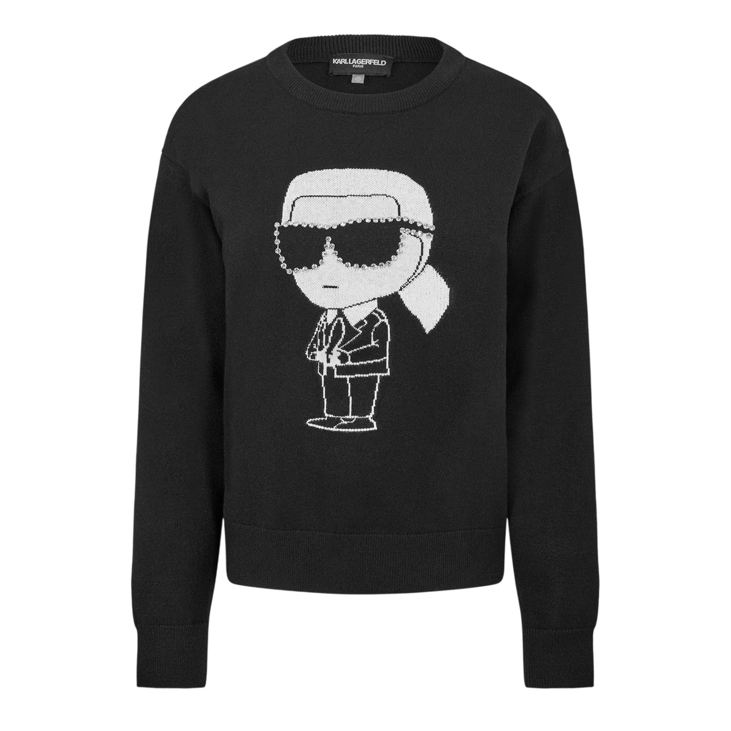 Black - Front - Karl Lagerfeld Womens-Ladies Embellished Long-Sleeved Sweatshirt