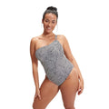 Black-White - Side - Speedo Womens-Ladies Asymmetric One Piece Swimsuit