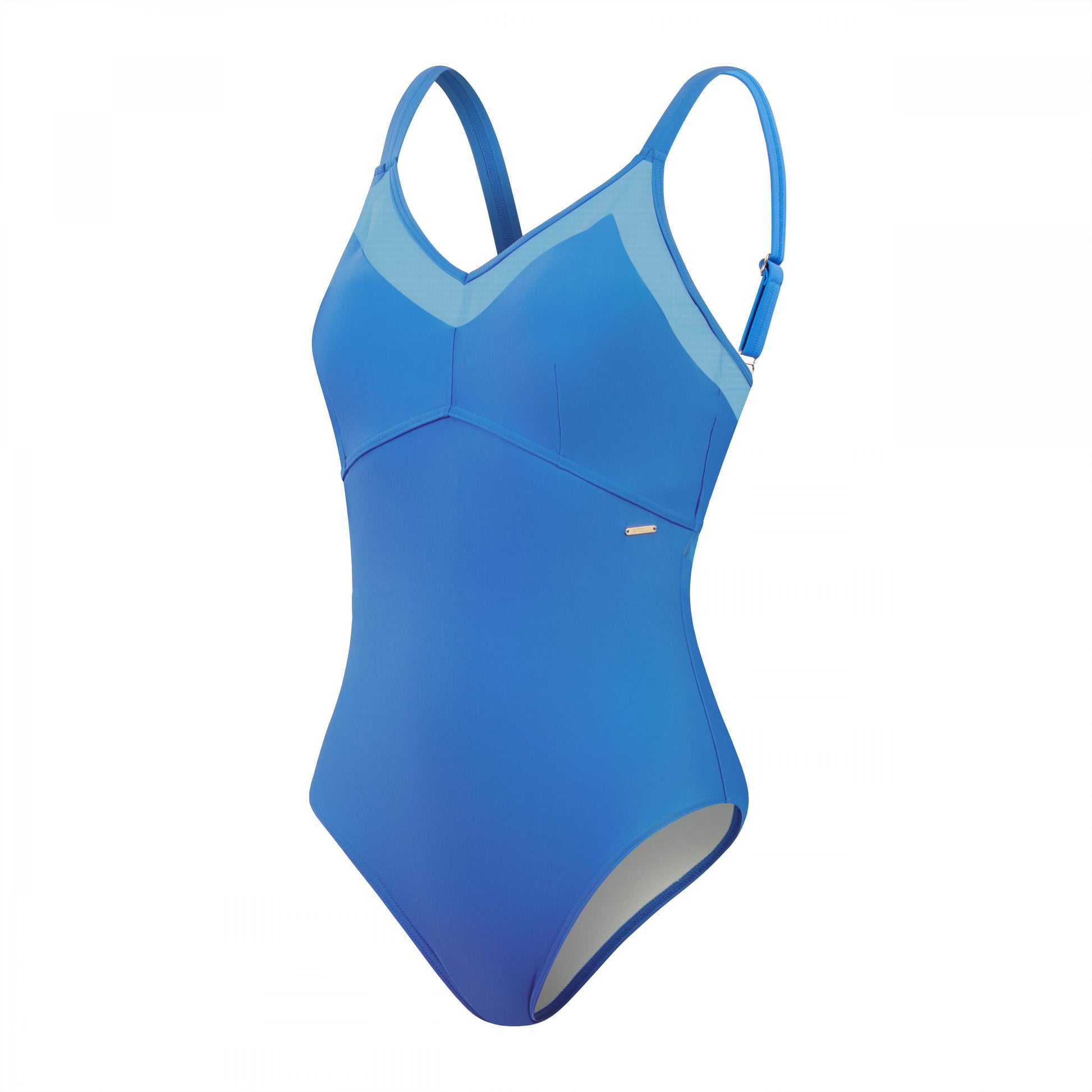 Blue - Front - Speedo Womens-Ladies Shaping Mesh Detail One Piece Swimsuit