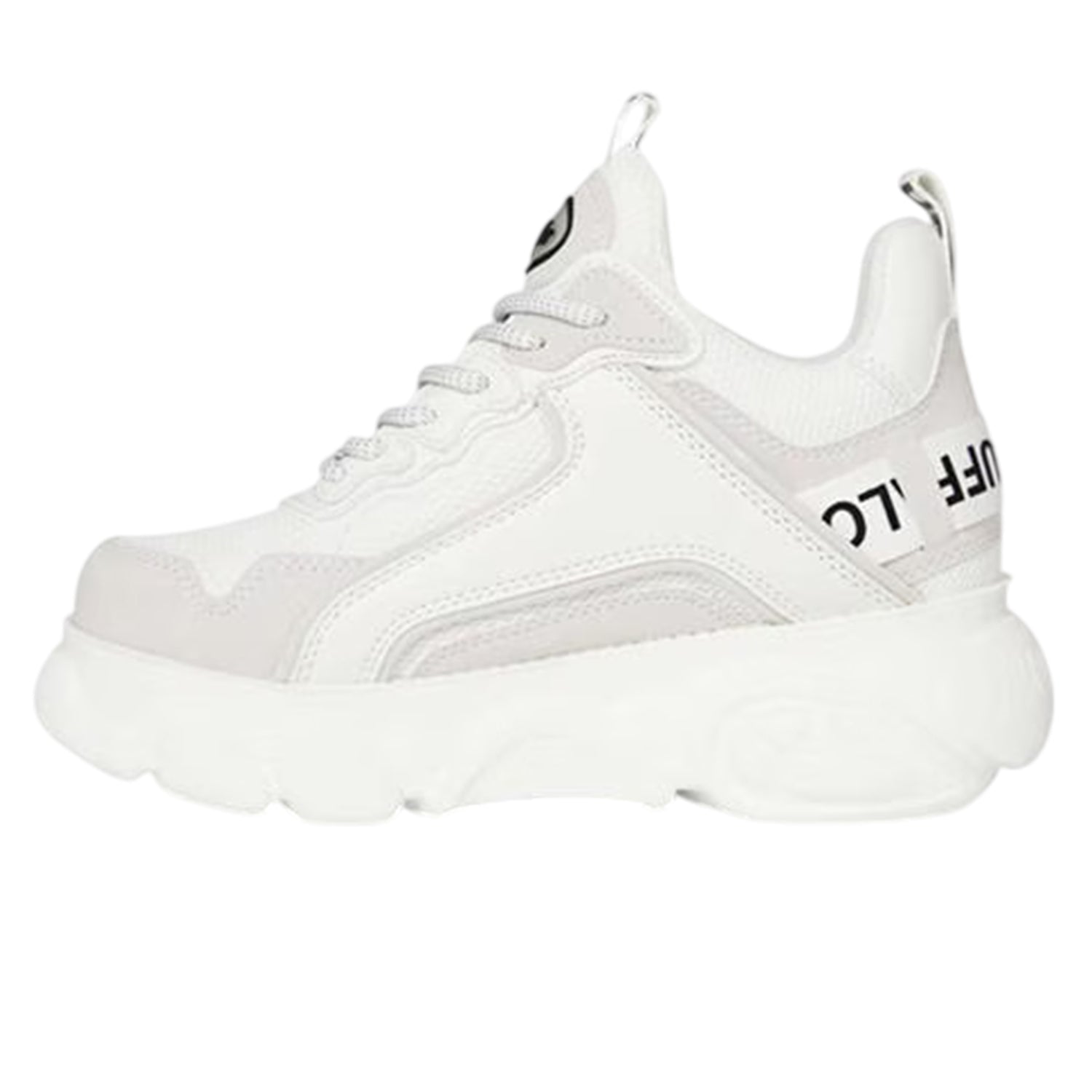 White - Side - Buffalo Womens-Ladies Cld Chai Chunky Vegan Leather Trainers