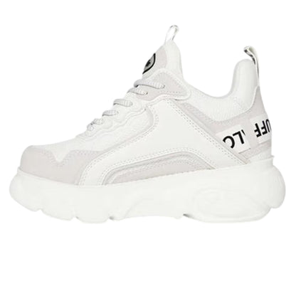 White - Side - Buffalo Womens-Ladies Cld Chai Chunky Vegan Leather Trainers