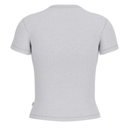 Light Grey - Back - Guess Womens-Ladies Logo Crew Neck Slim T-Shirt