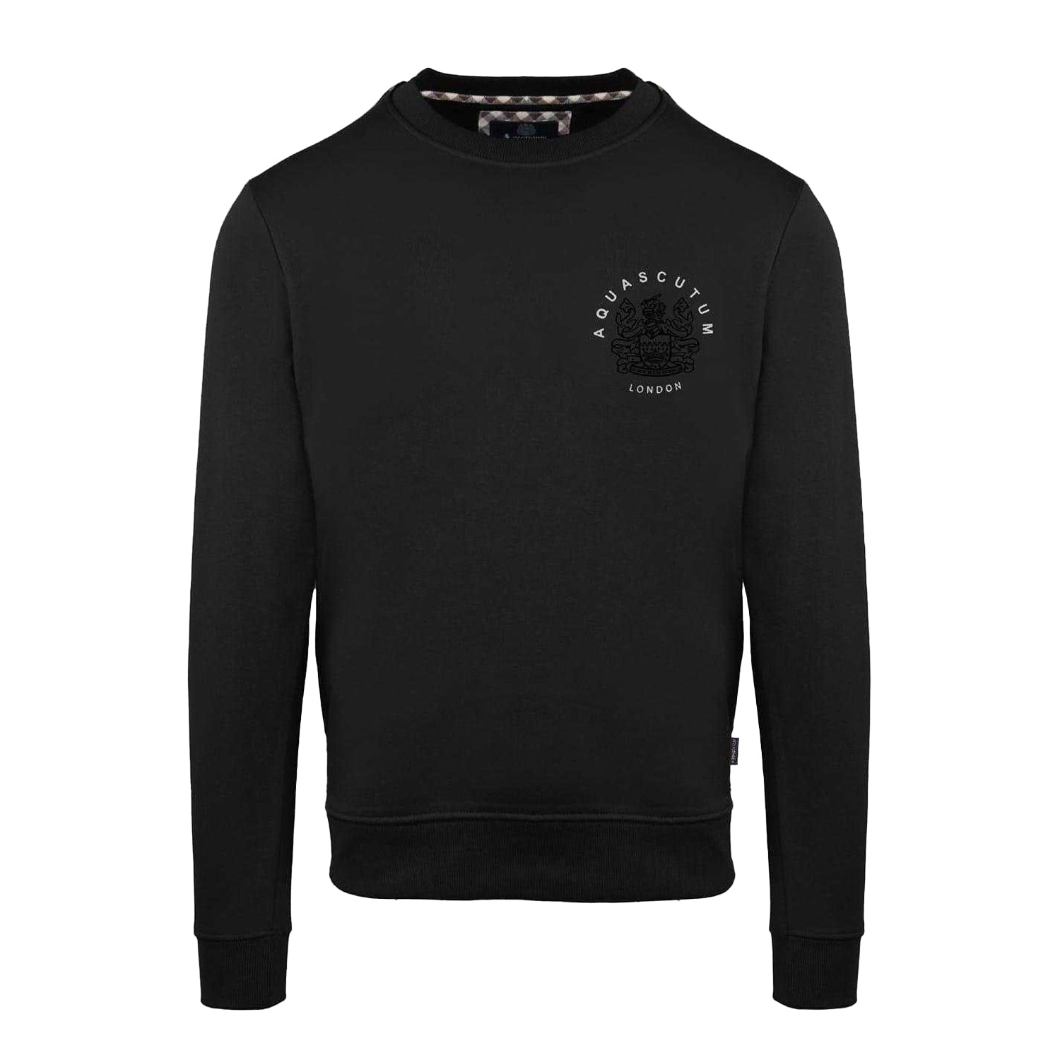 Black - Front - Aquascutum Mens Crew Neck Long-Sleeved Sweatshirt