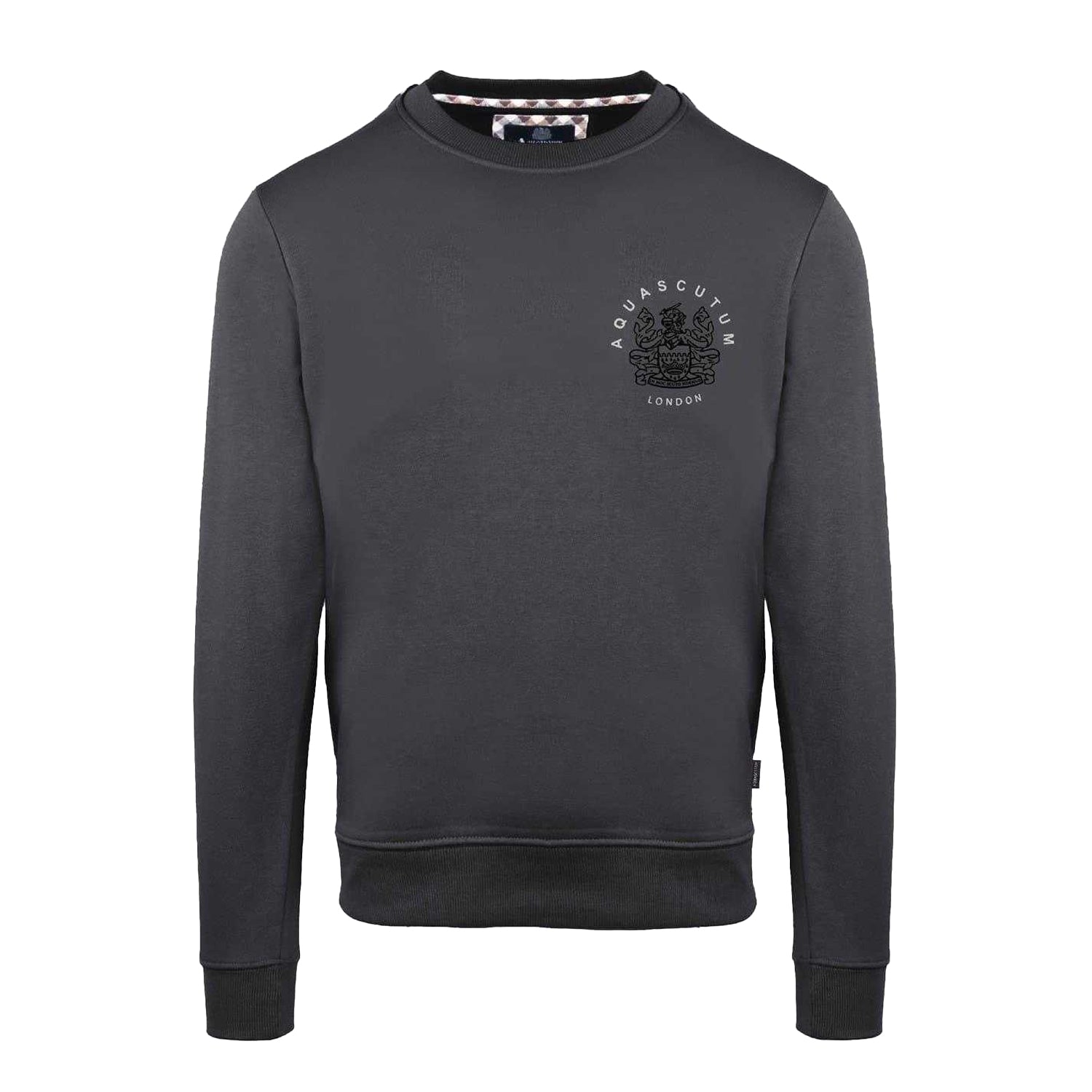 Antracite - Front - Aquascutum Mens Crew Neck Long-Sleeved Sweatshirt